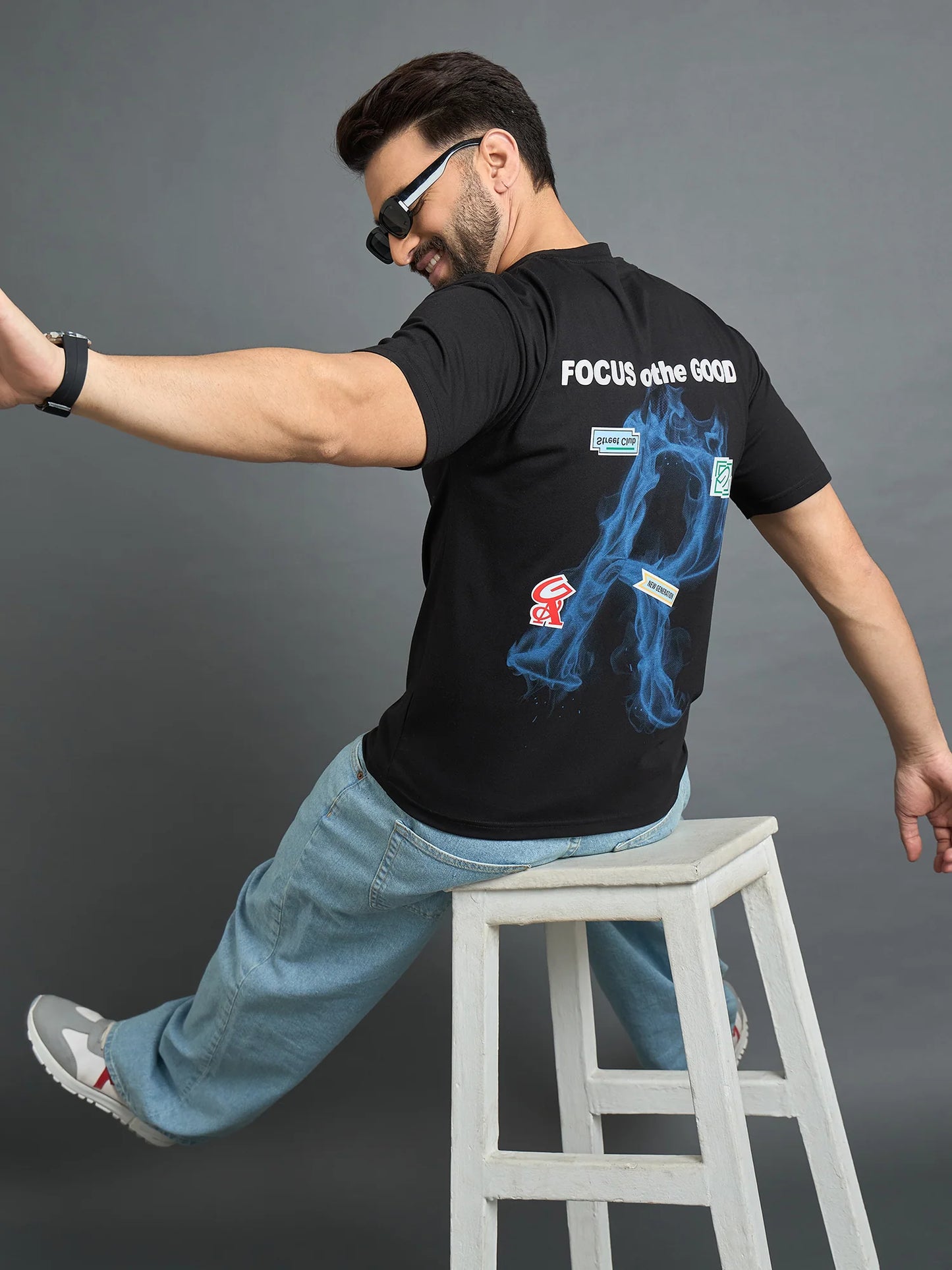 Men Drop Shoulder Tee Black
