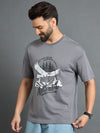 Grey Drop Shoulder Textured Tee