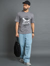 Grey Drop Shoulder Textured Tee