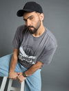 Grey Drop Shoulder Textured Tee