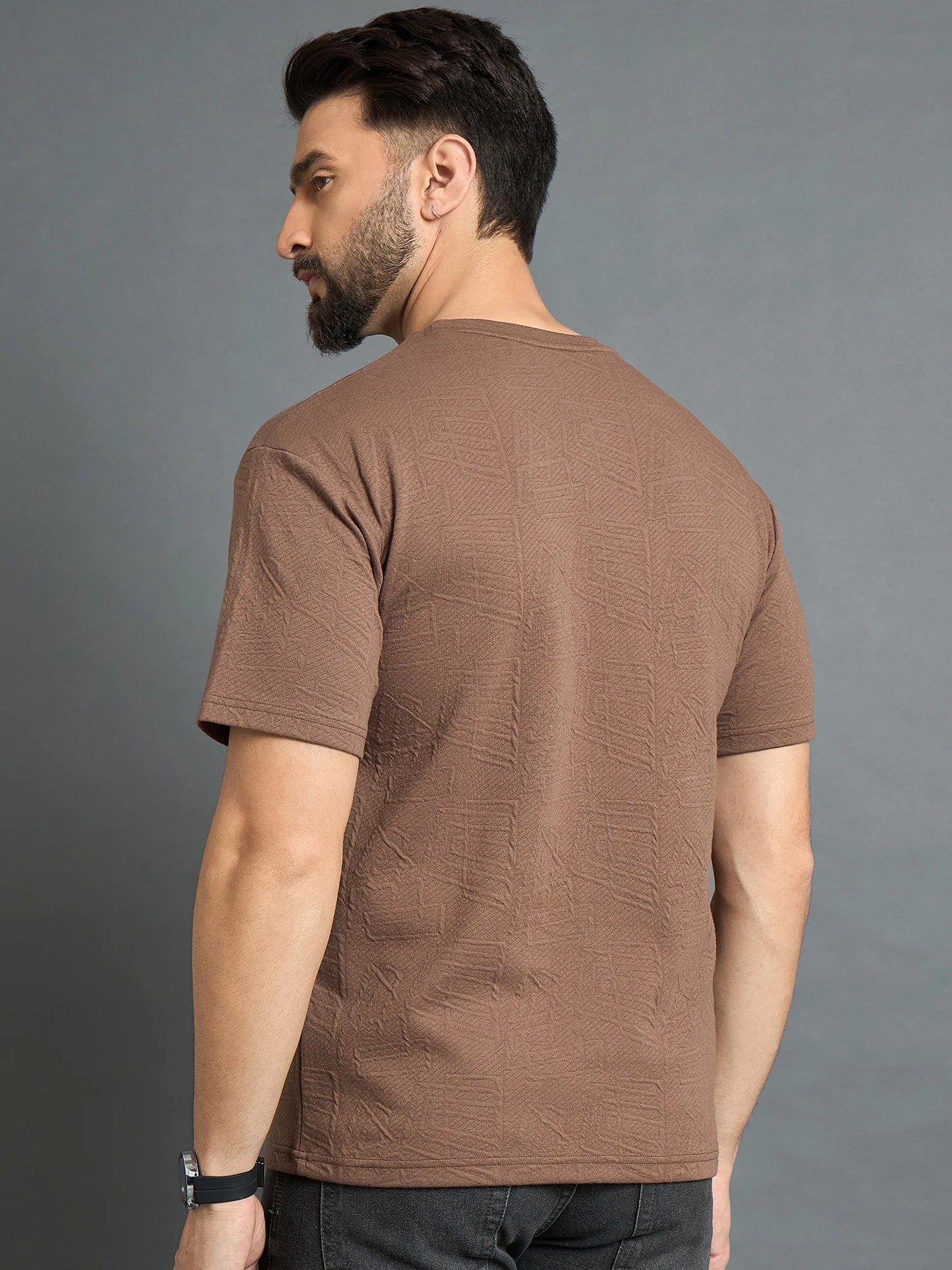 Men Drop Shoulder Tee Brown