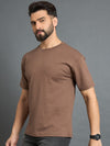 Brown Drop Shoulder Textured Tee