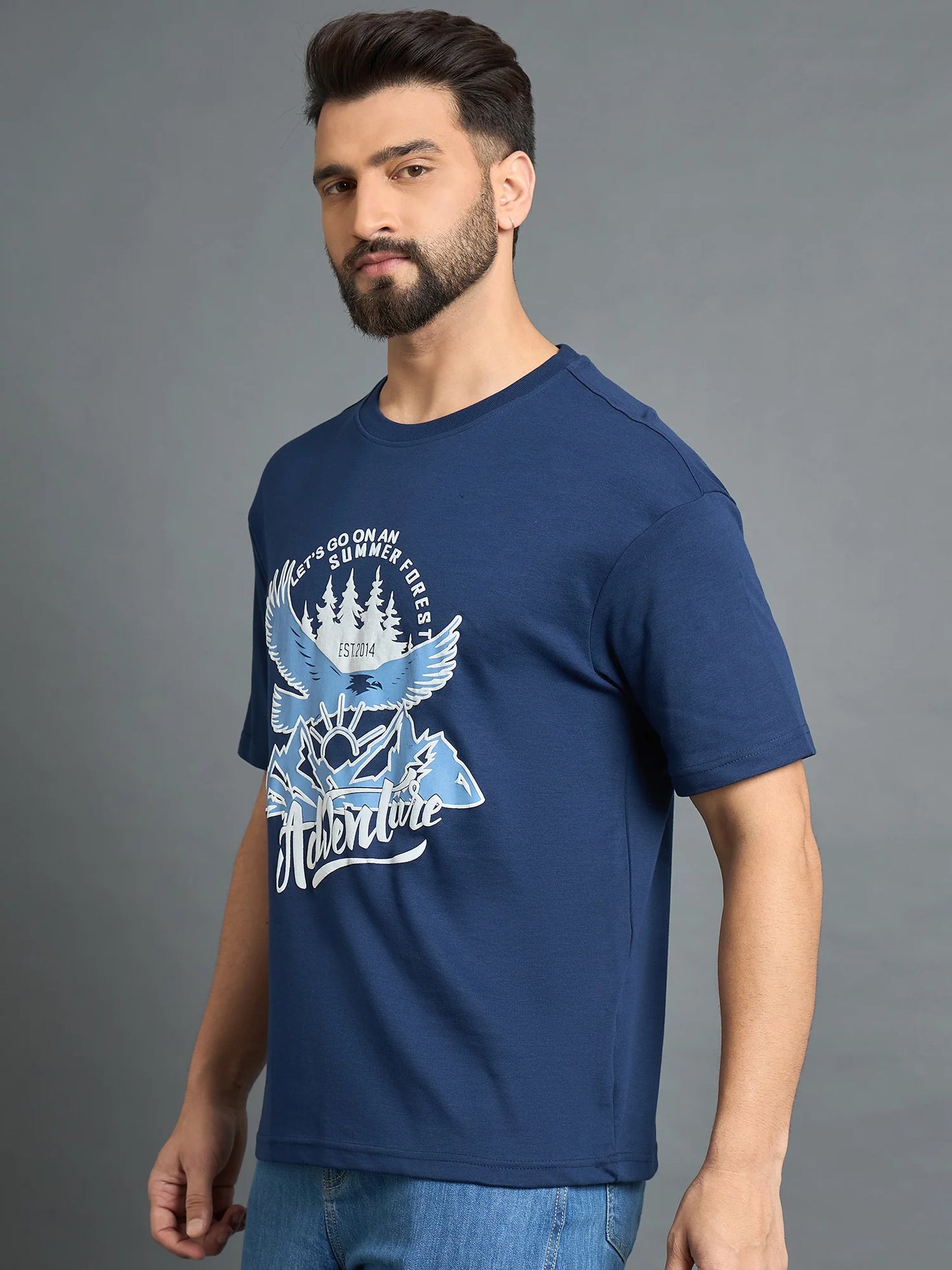Men Drop Shoulder Tee Blue