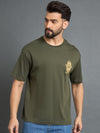 Olive Drop  Shoulder Textured Tee
