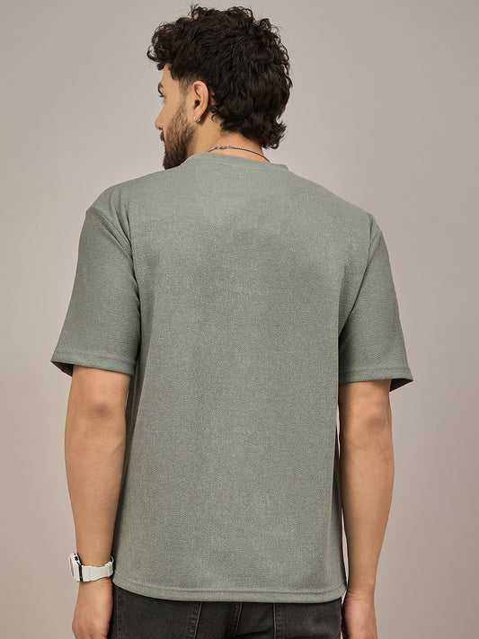Men Oversized Round Neck Drop Shoulder T-shirt Green