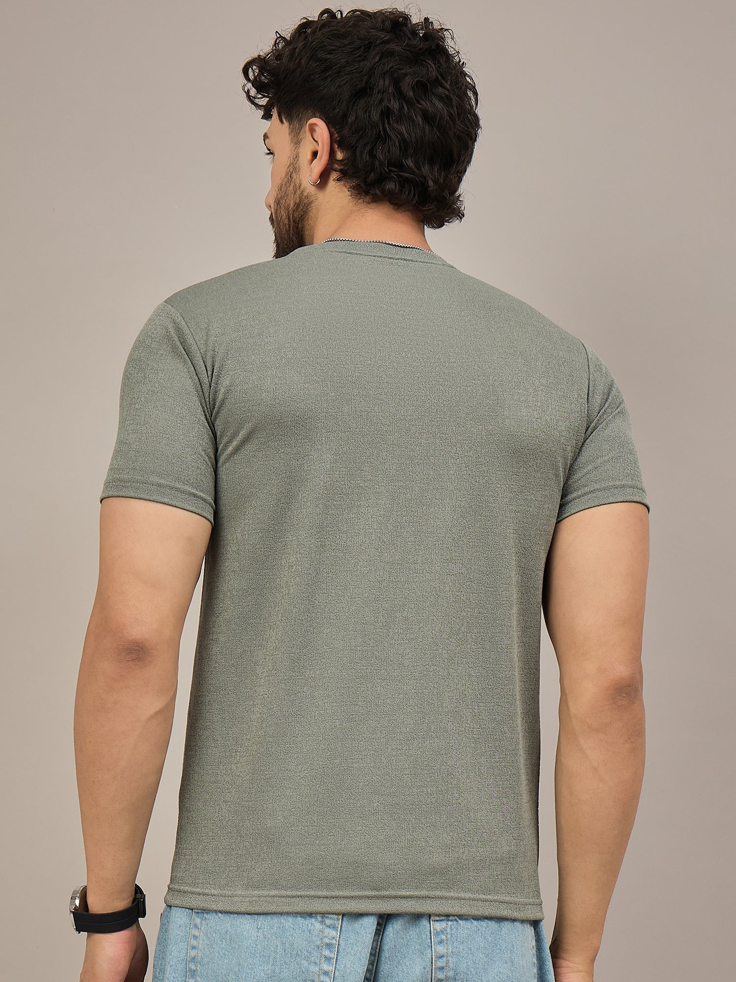 Men Round Neck T-shirt Green