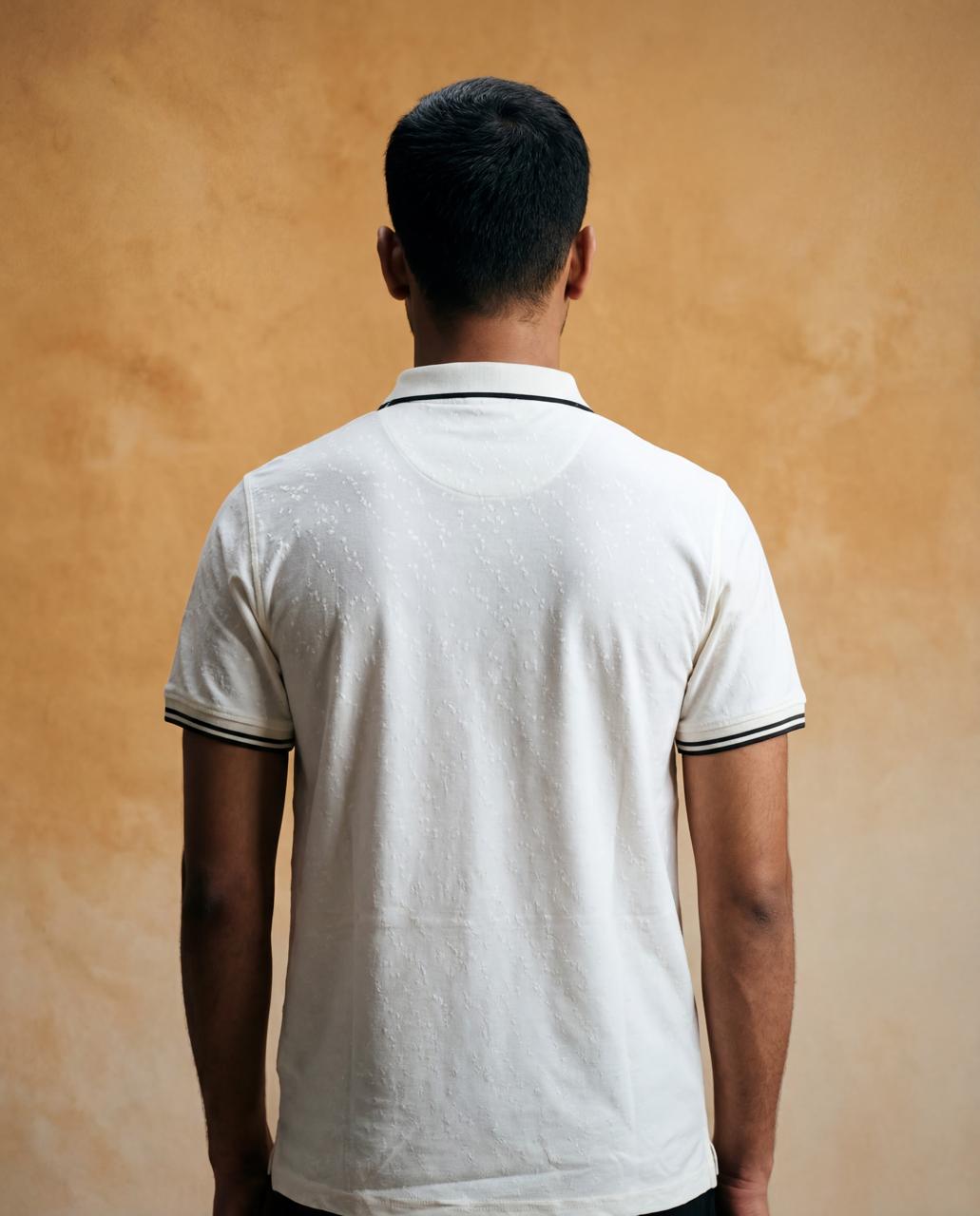 Men Textured White Polo TShirt - Reprise