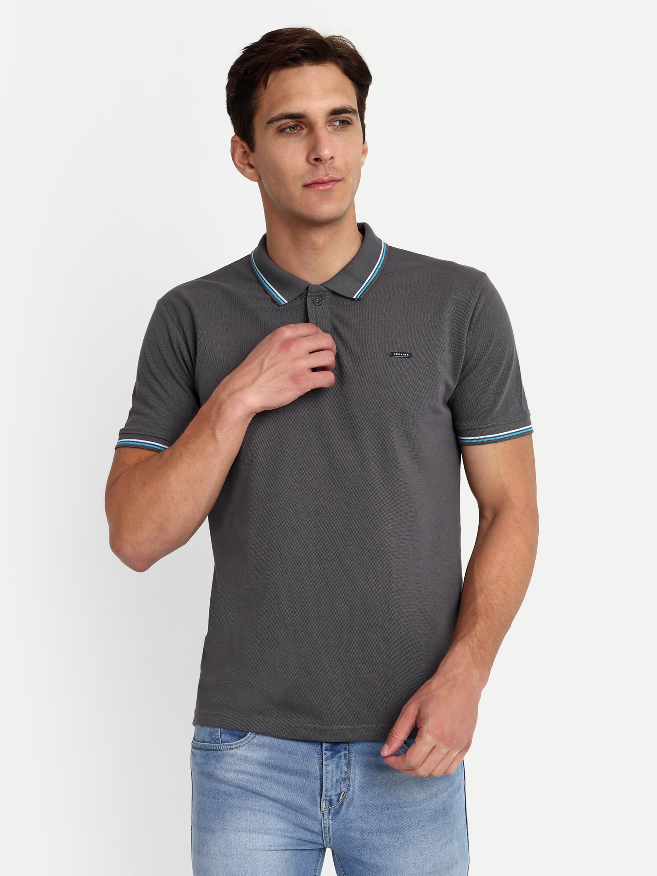 Dark Grey Solid Polo Shirt - Reprise