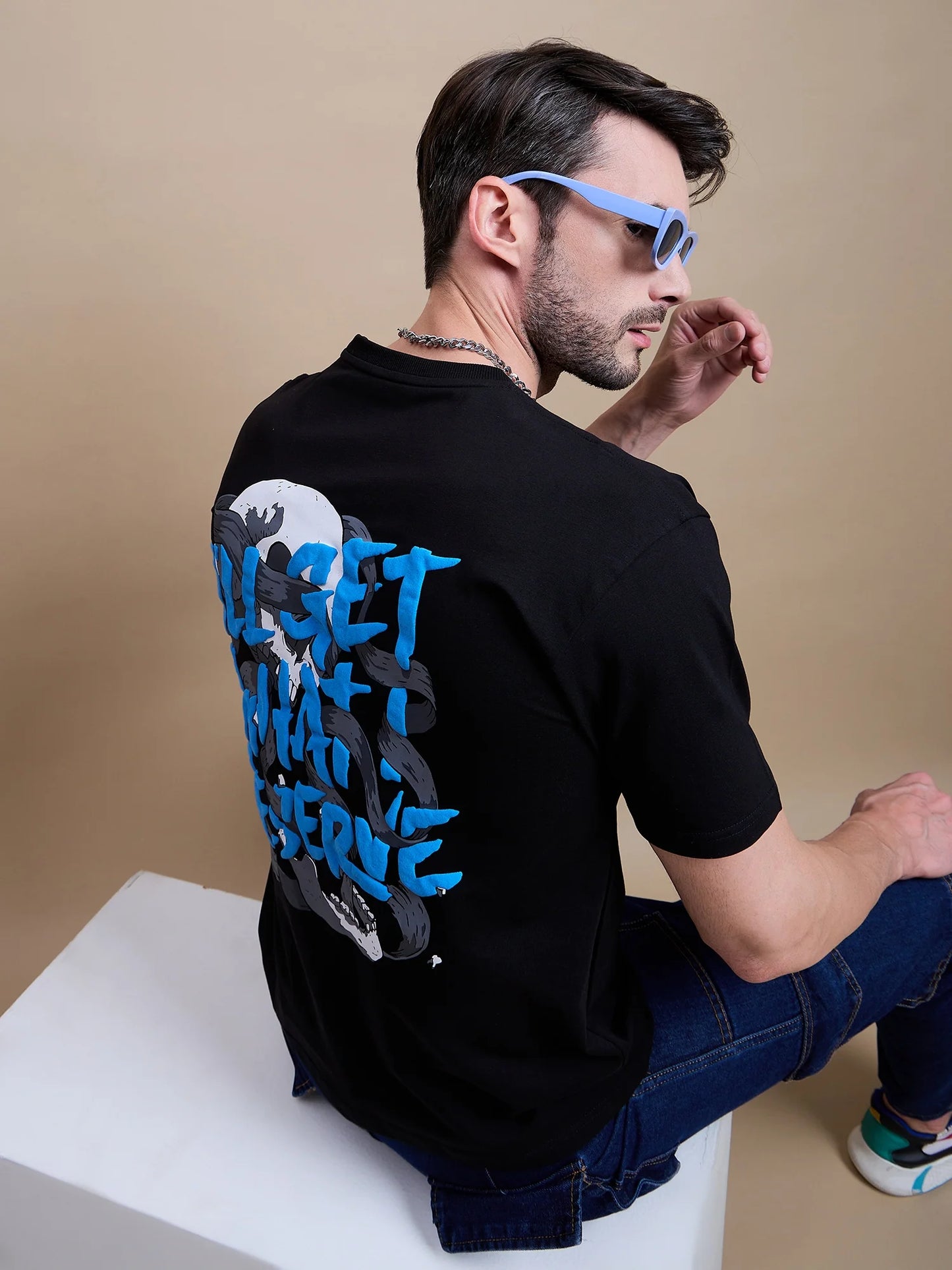 Men Black Cotton Oversized T-Shirt