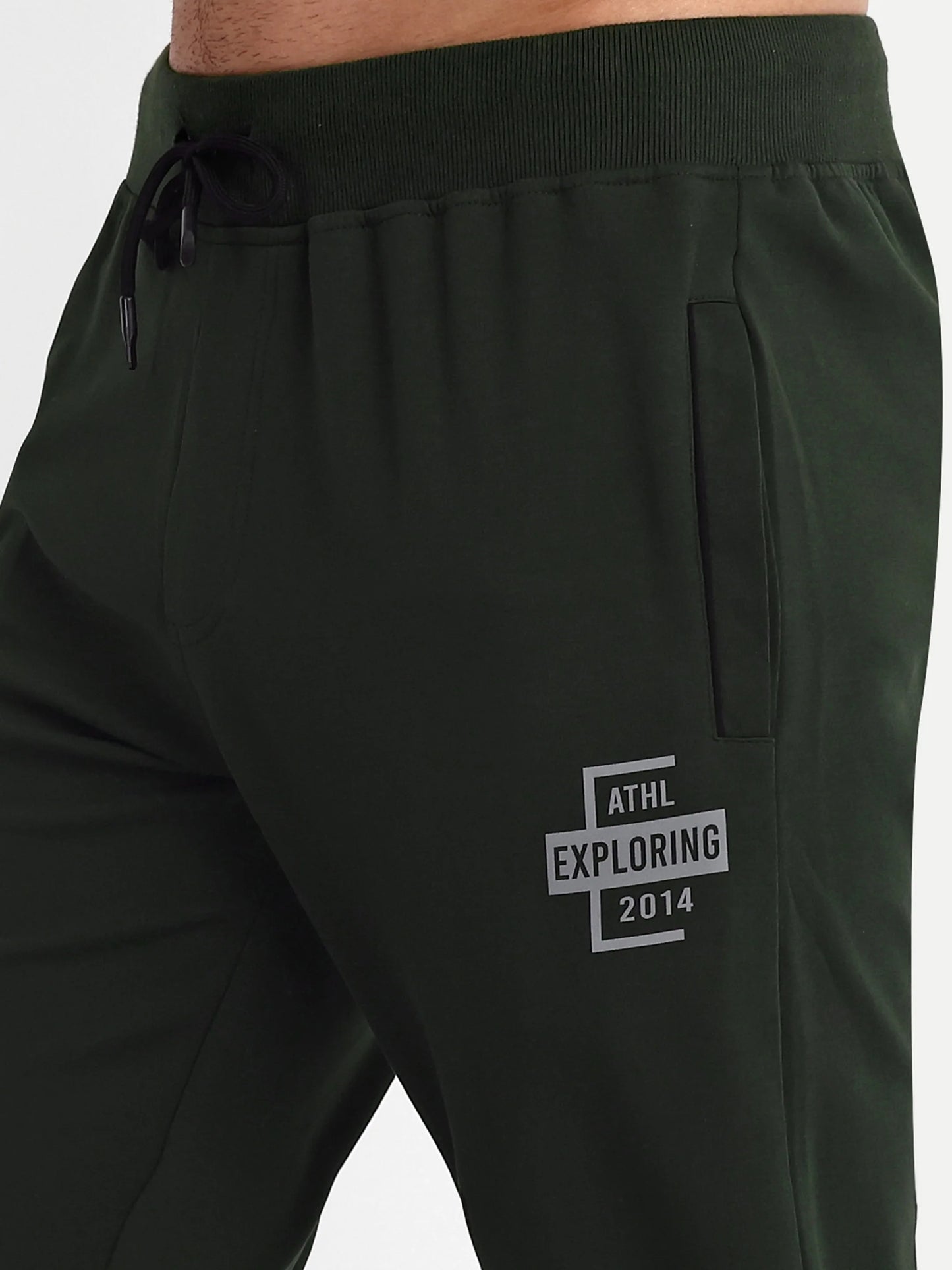Men Green Cotton Casual Joggers