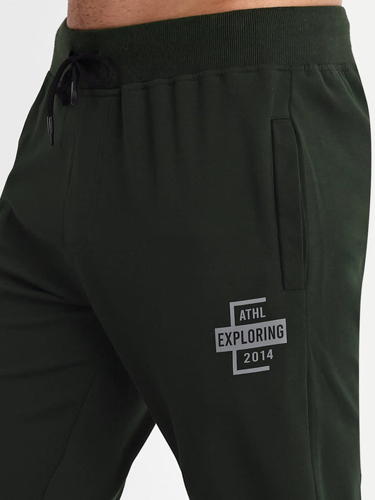 Men Green Cotton Casual Joggers