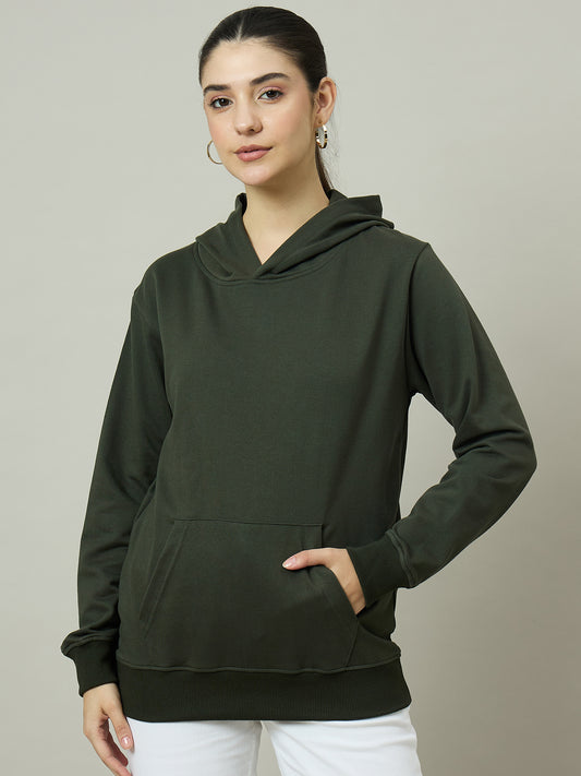 Women Olive Hoodie