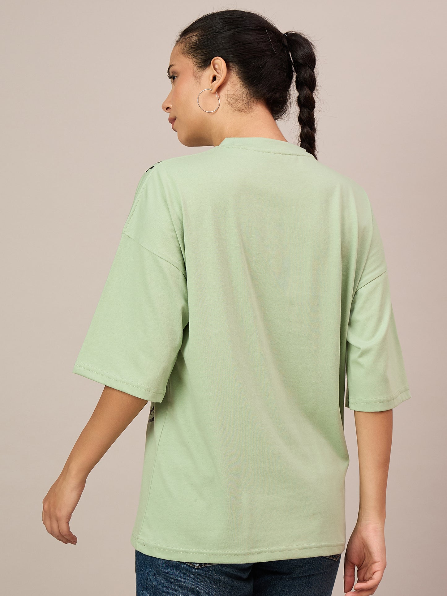 Women Light Green Oversized Tees