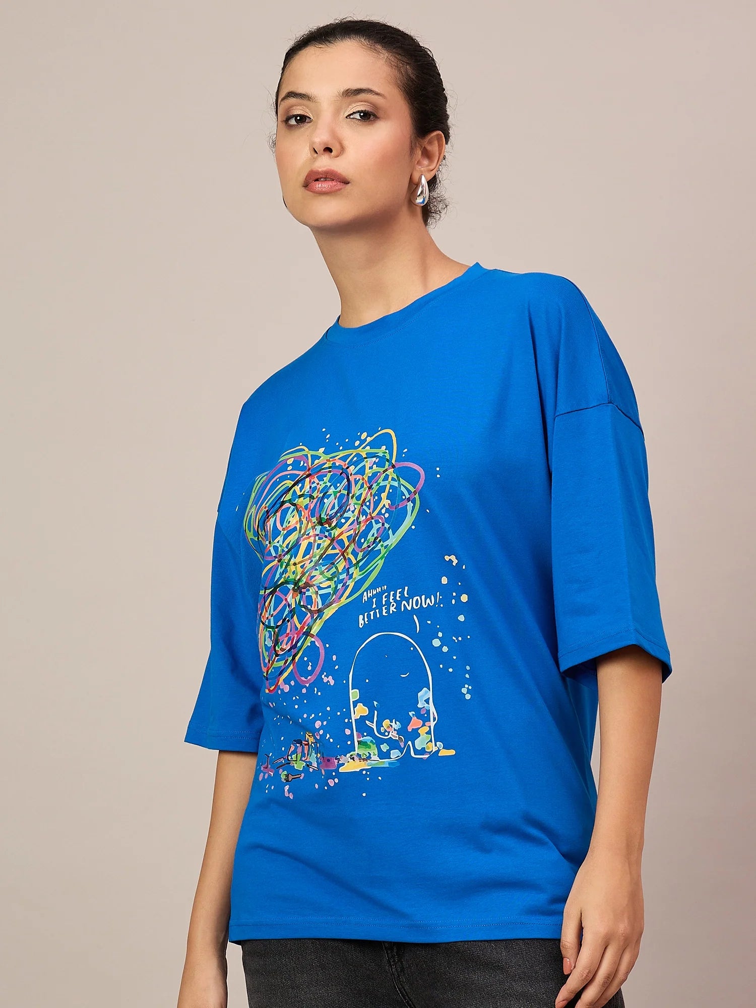 Women Royal Blue Oversized Tees - Reprise