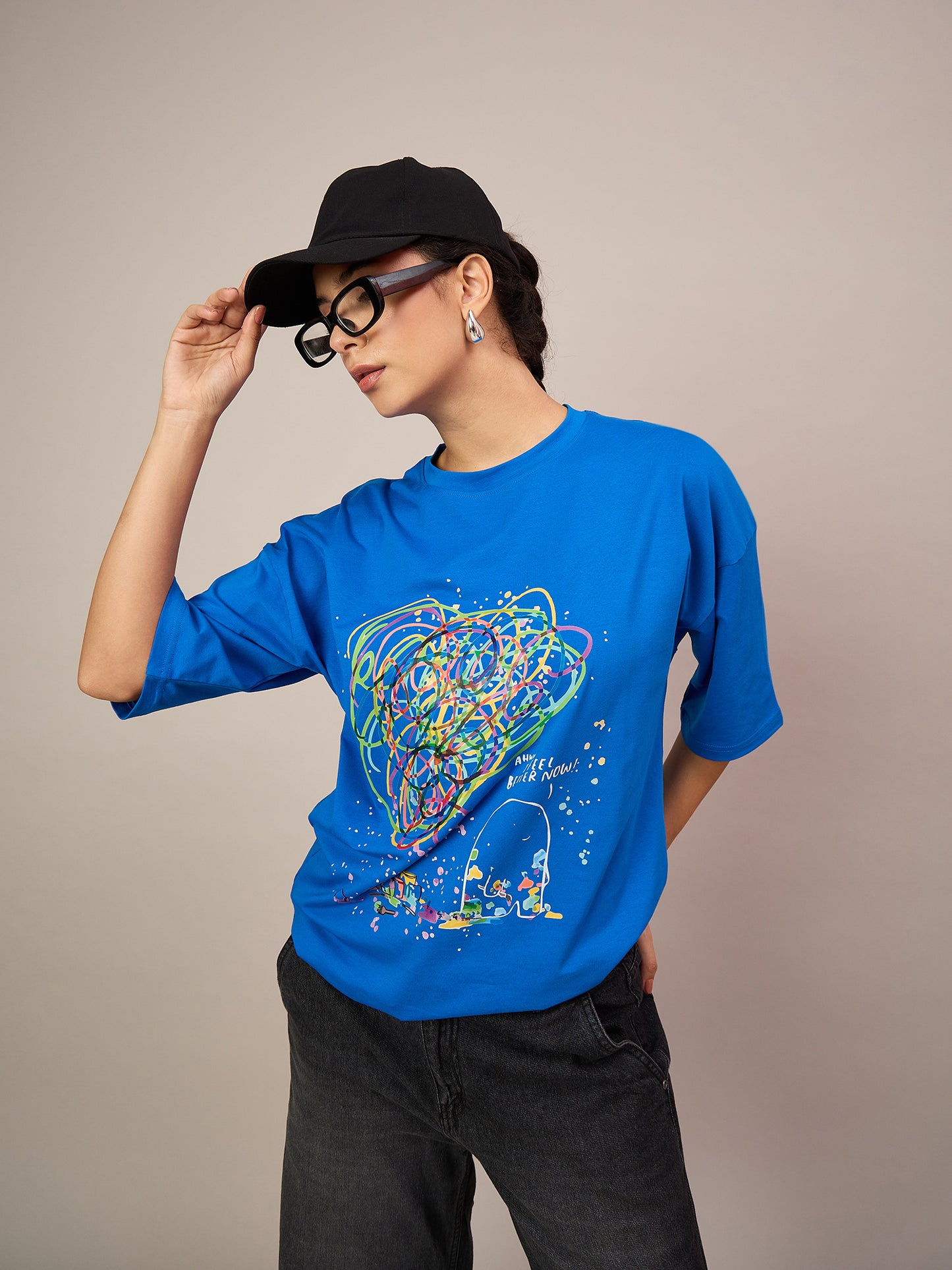 Women Royal Blue Oversized Tees