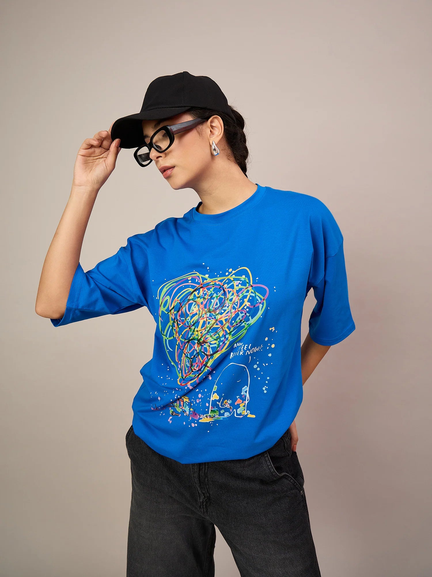 Women Royal Blue Oversized Tees - Reprise