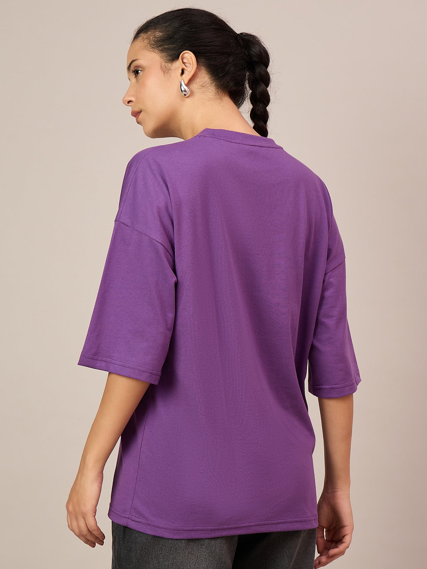 Women Purple Oversized Tees