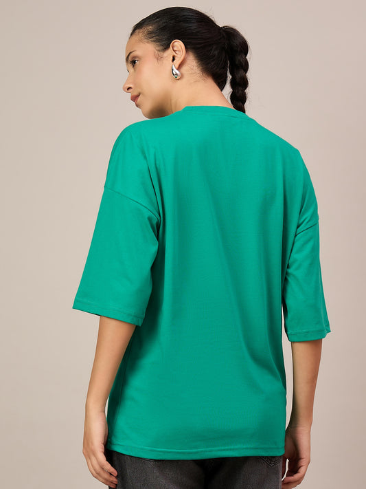 Women teal green Oversized Tees