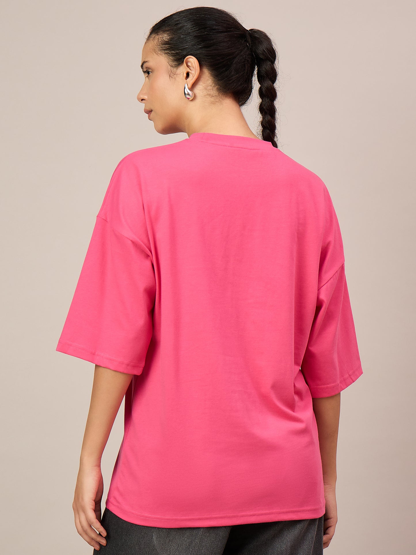 Women Pink Oversized Tees