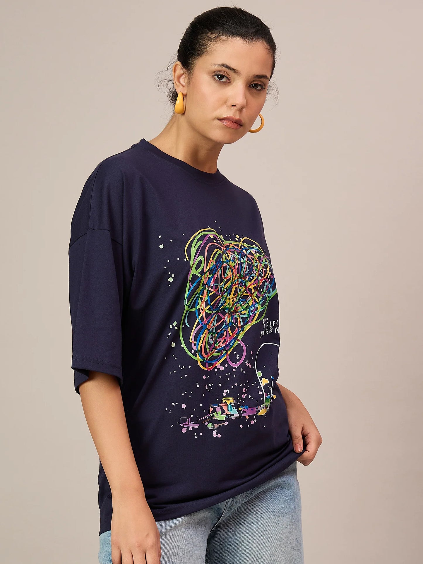 Women Dark Blue Oversized Tees - Reprise