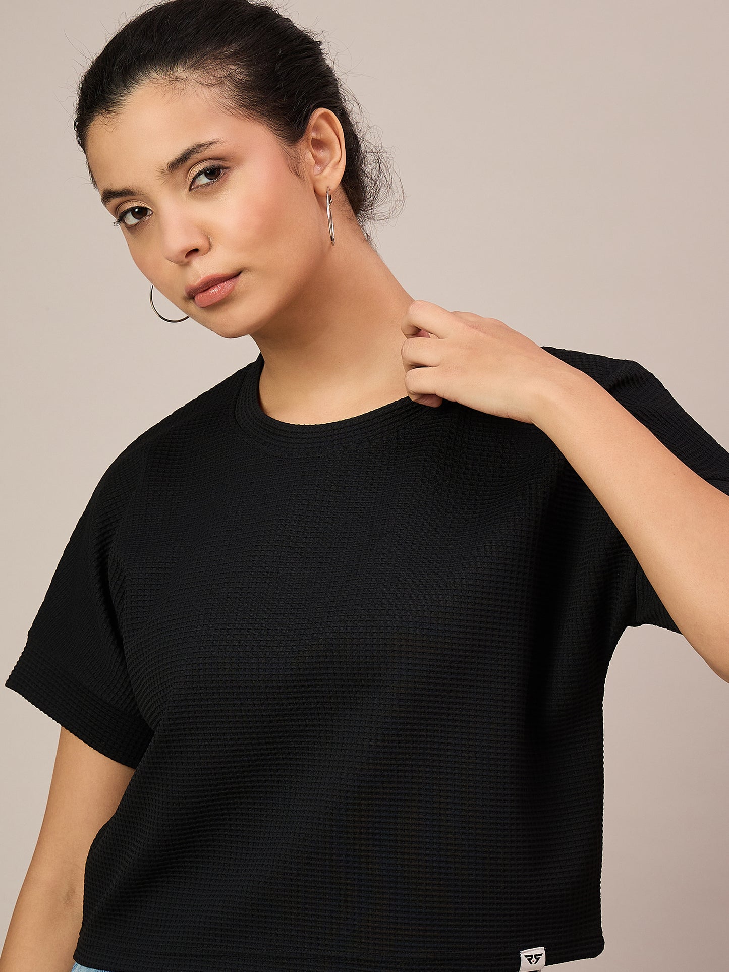Women Black Crop T-Shirt