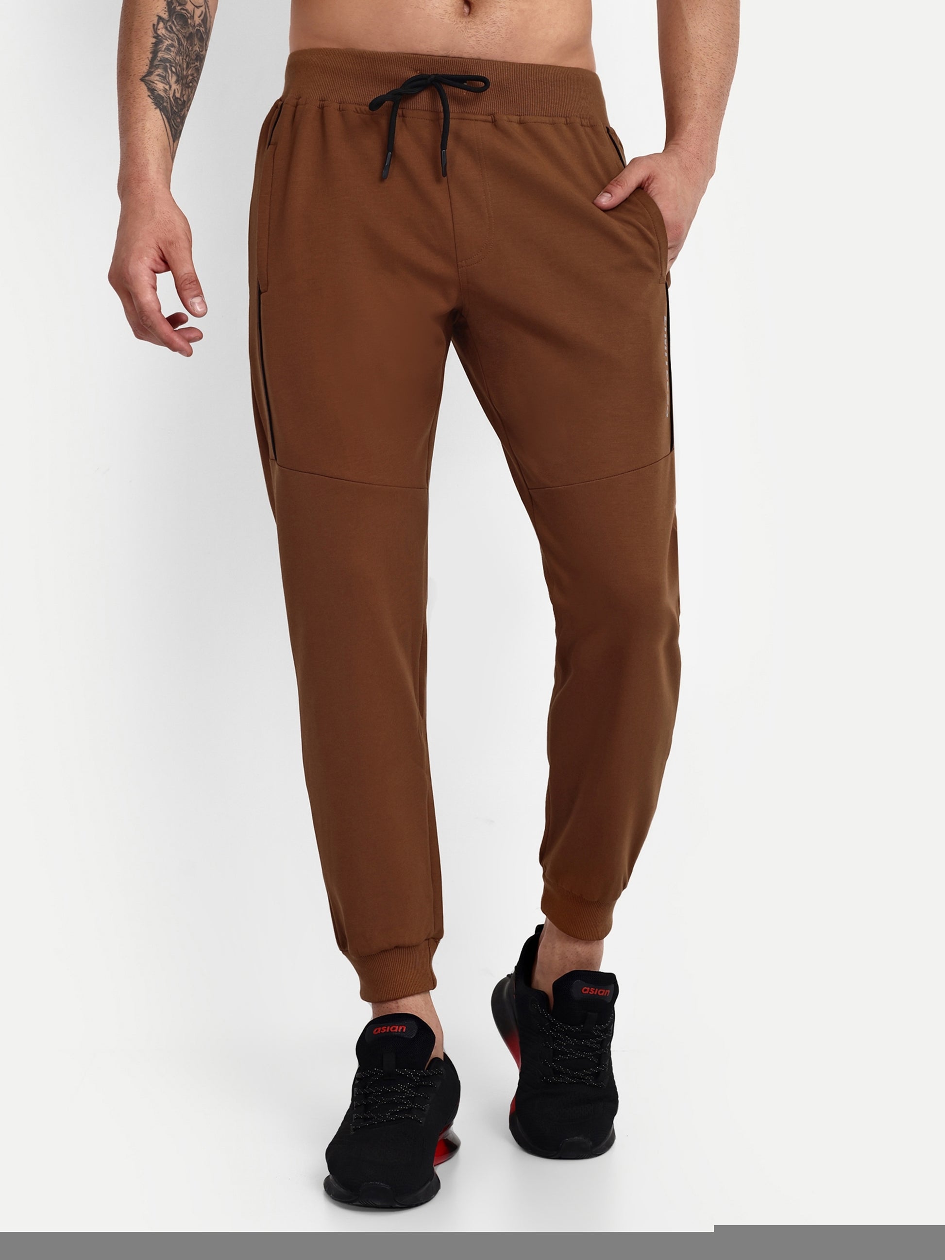 Men's Brown Cotton Casual Joggers - Reprise