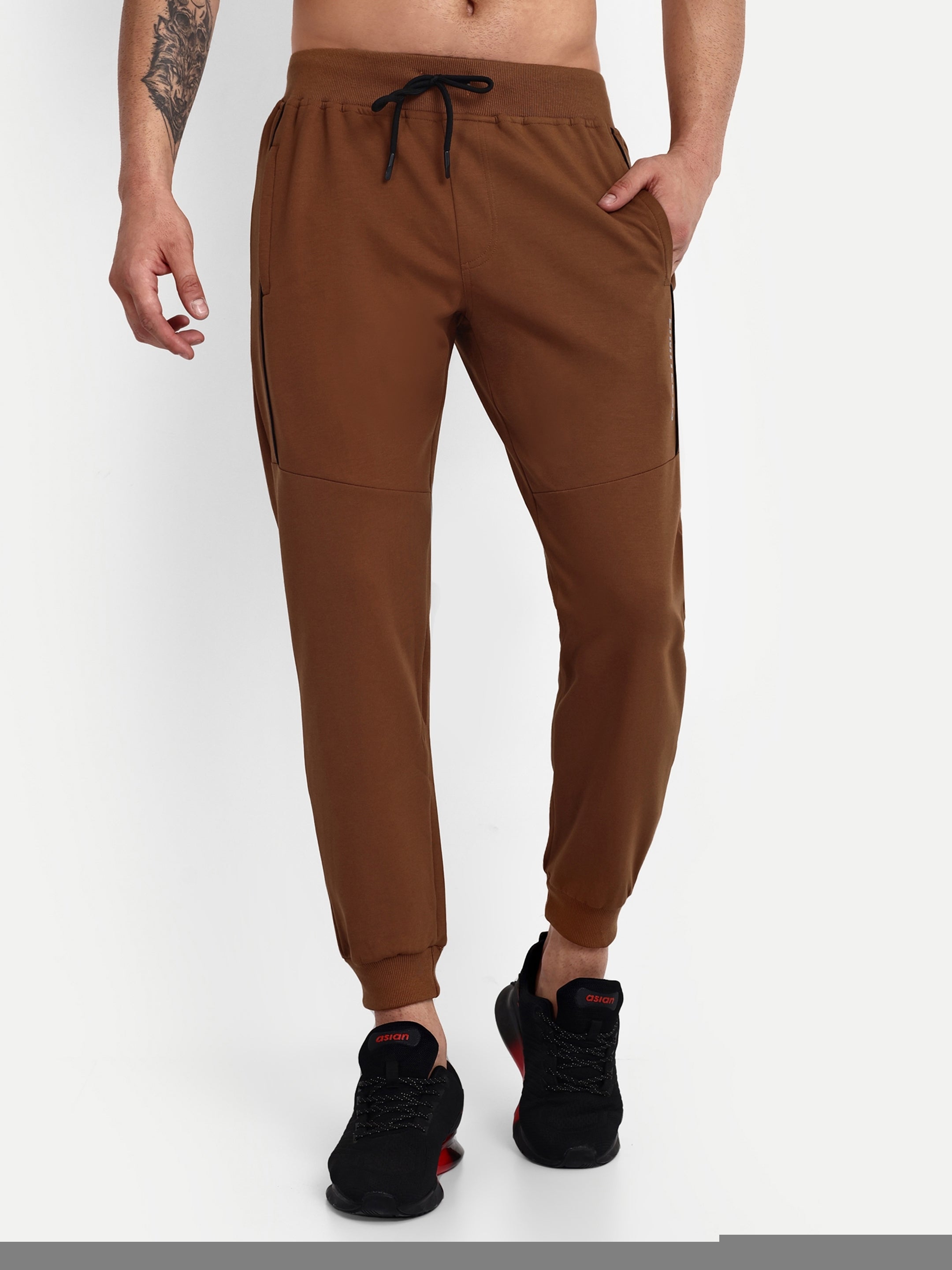 Men's Brown Cotton Casual Joggers - Reprise