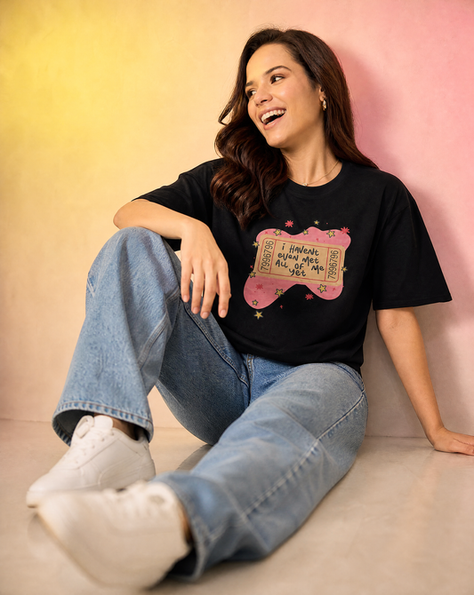 Women Oversize Round Neck T-shirt Black