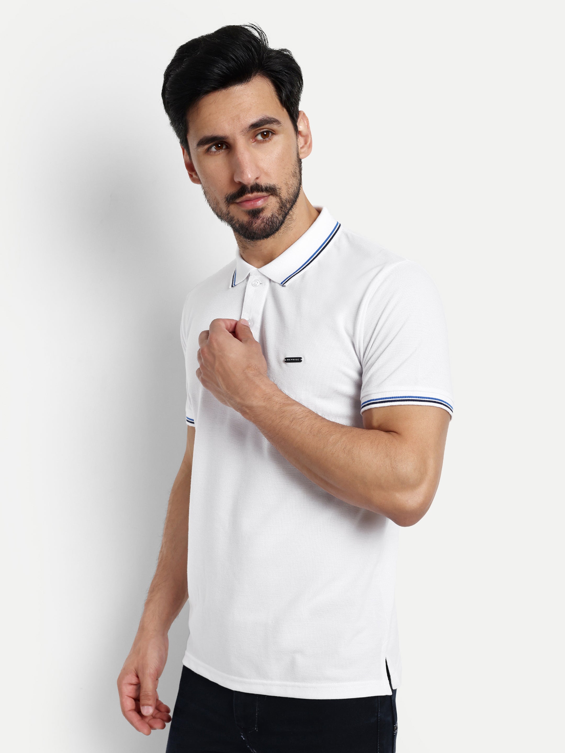 White Solid Polo Shirt - Reprise