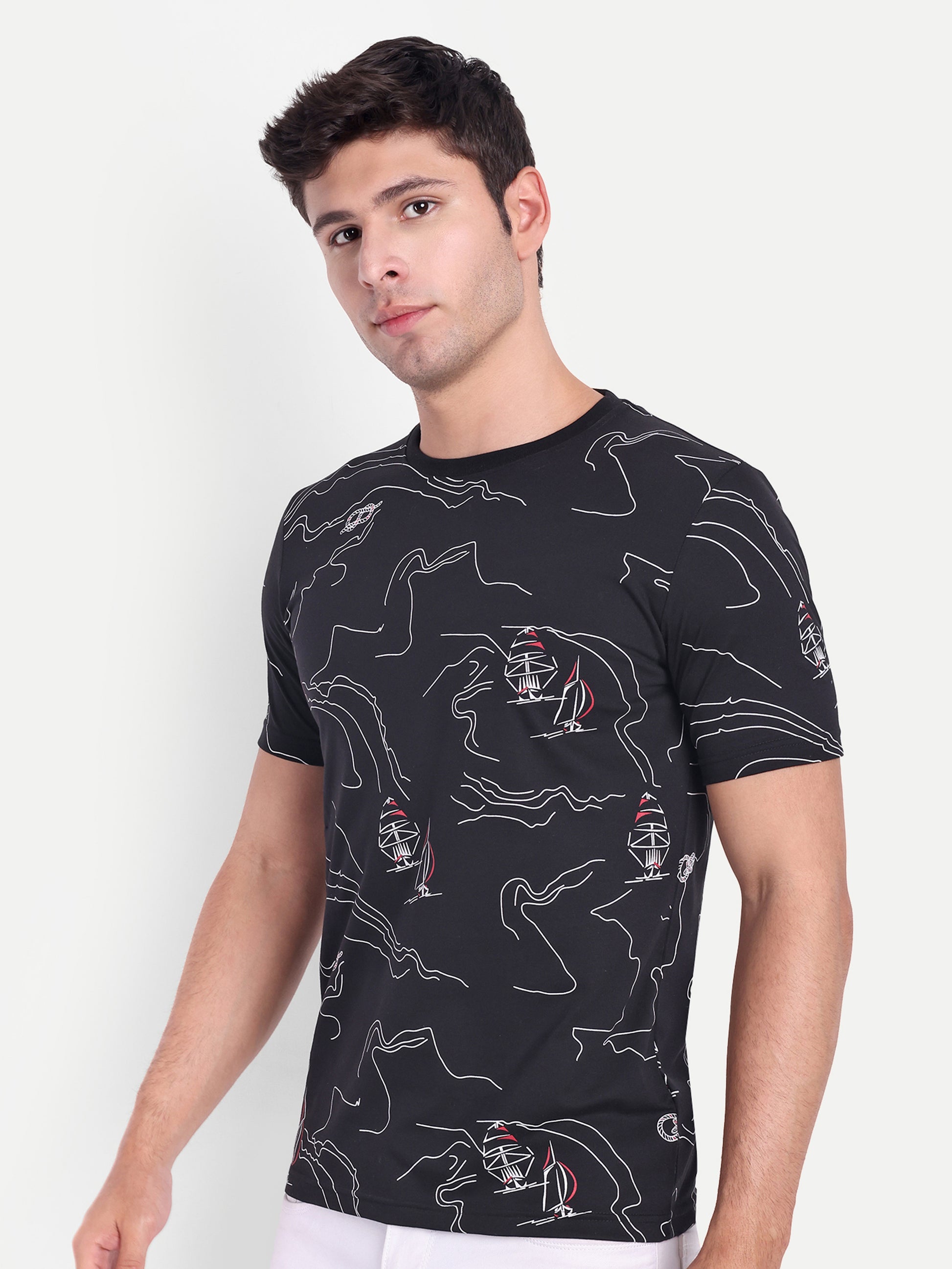 Black Mens Printed Oversized T-shirt - Reprise