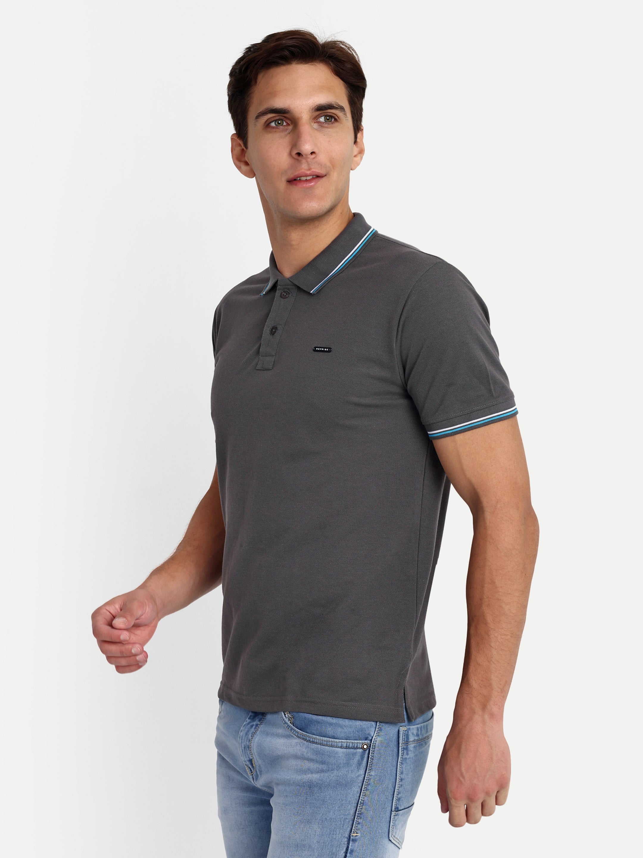 Dark Grey Solid Polo Shirt - Reprise
