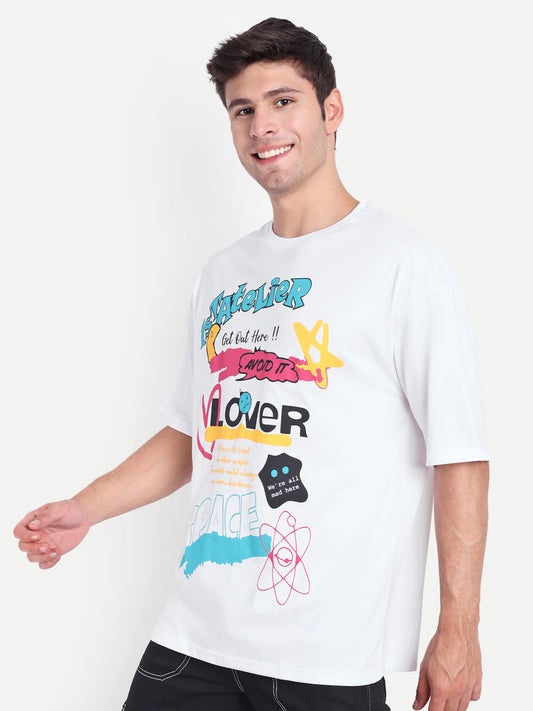 Men Cotton White Oversized T-Shirts