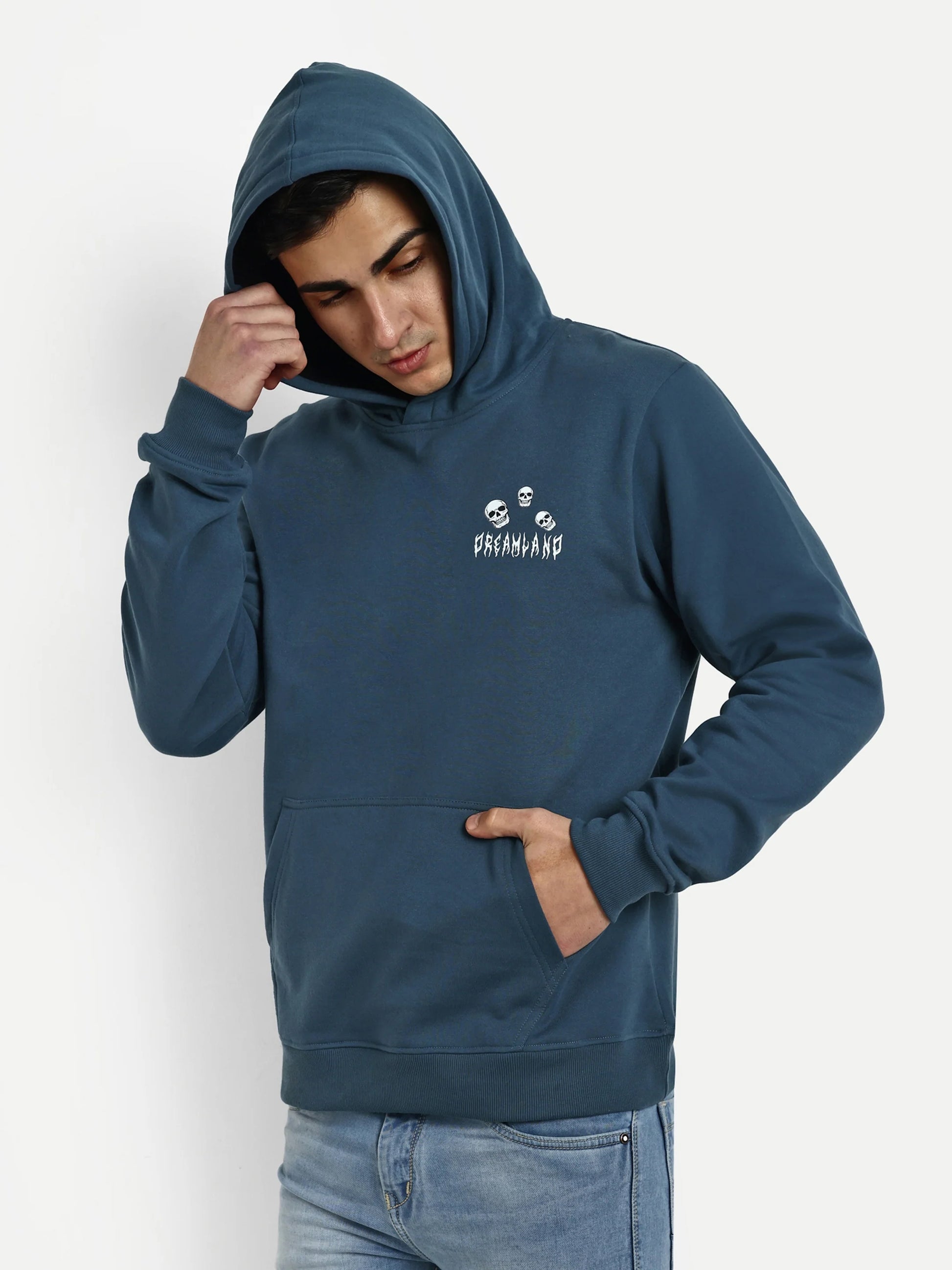 Men Printed Hoodie Blue - Reprise