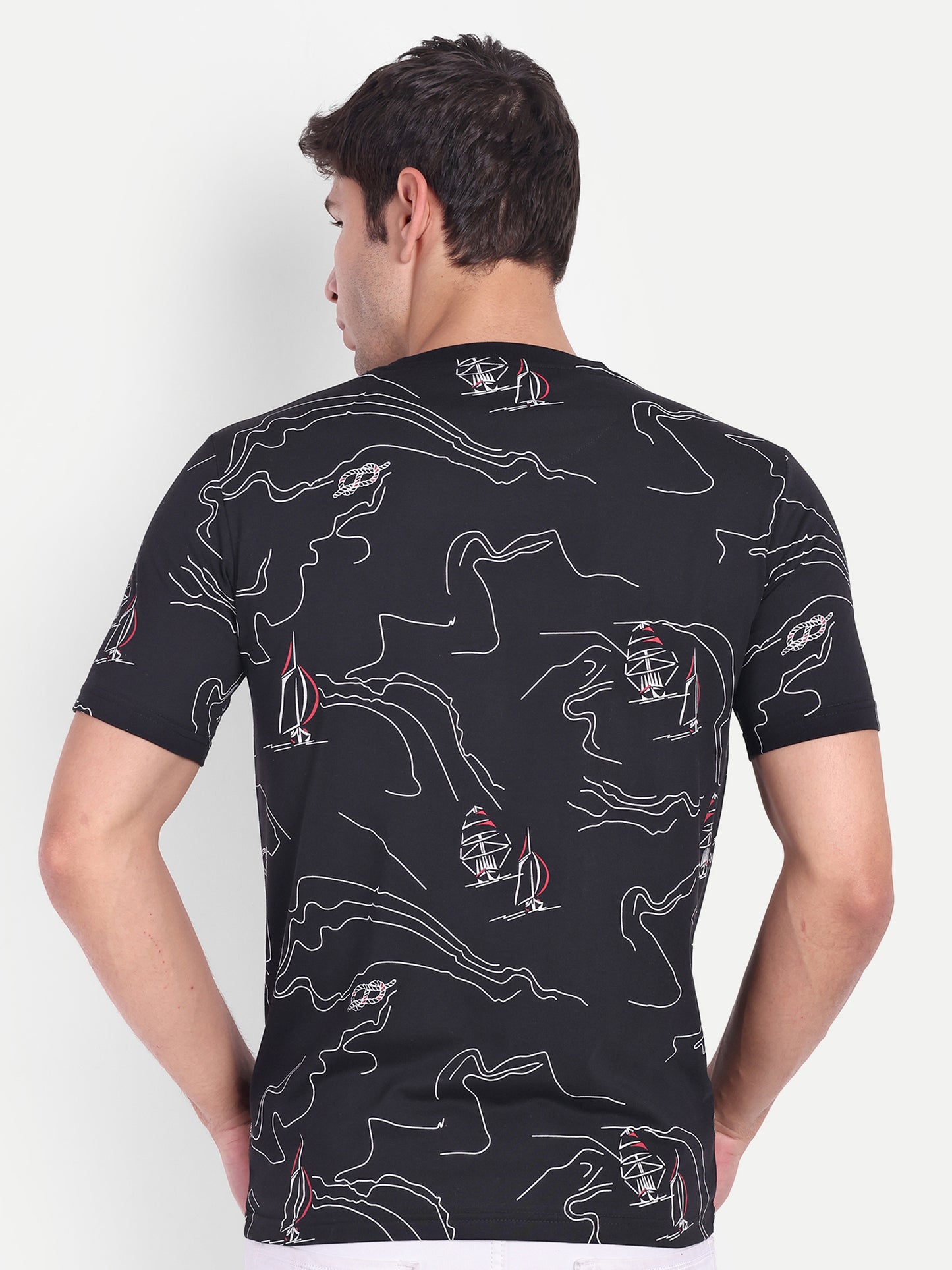 Black Mens Printed Oversized T-shirt - Reprise