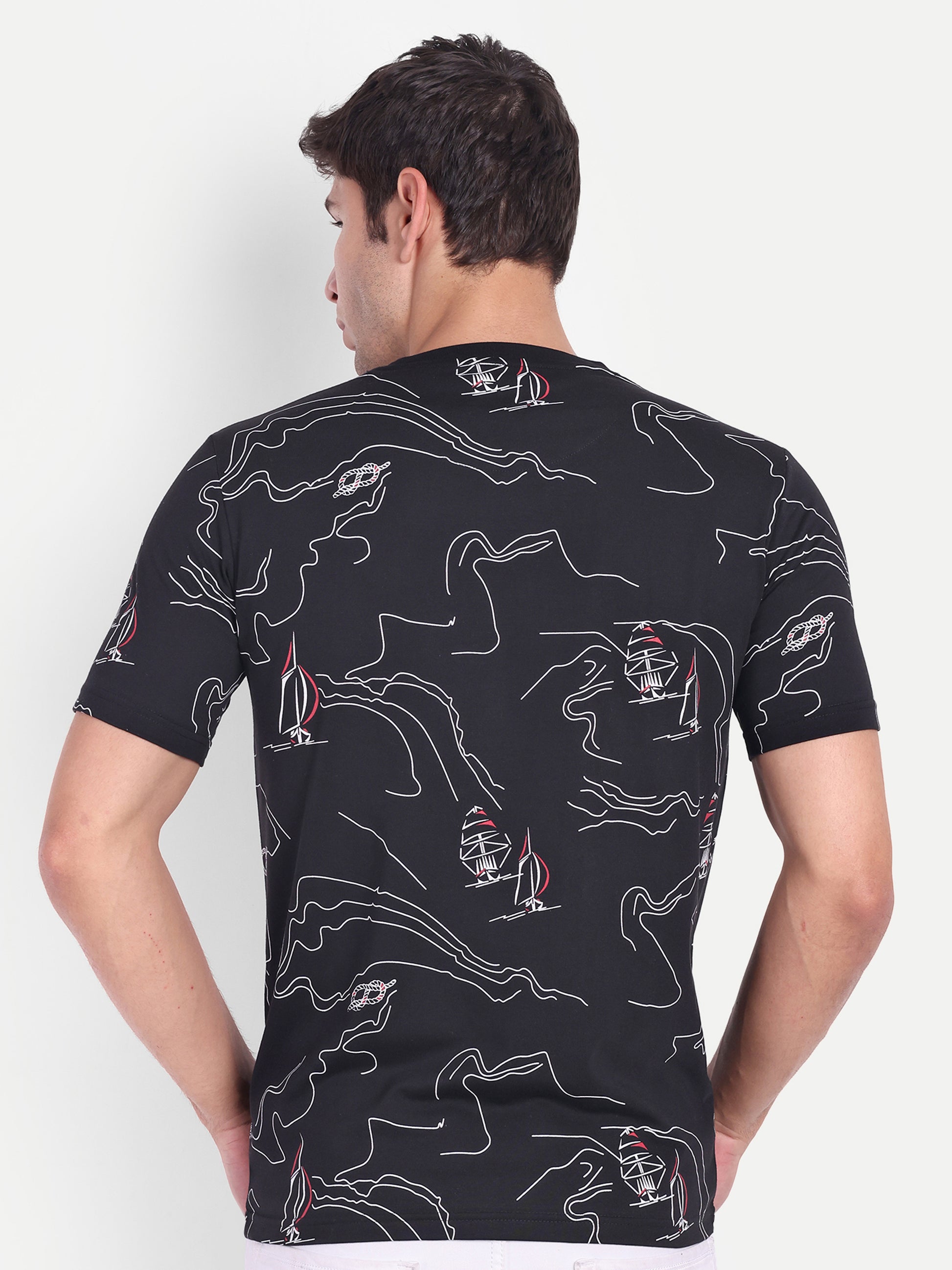 Black Mens Printed Oversized T-shirt - Reprise