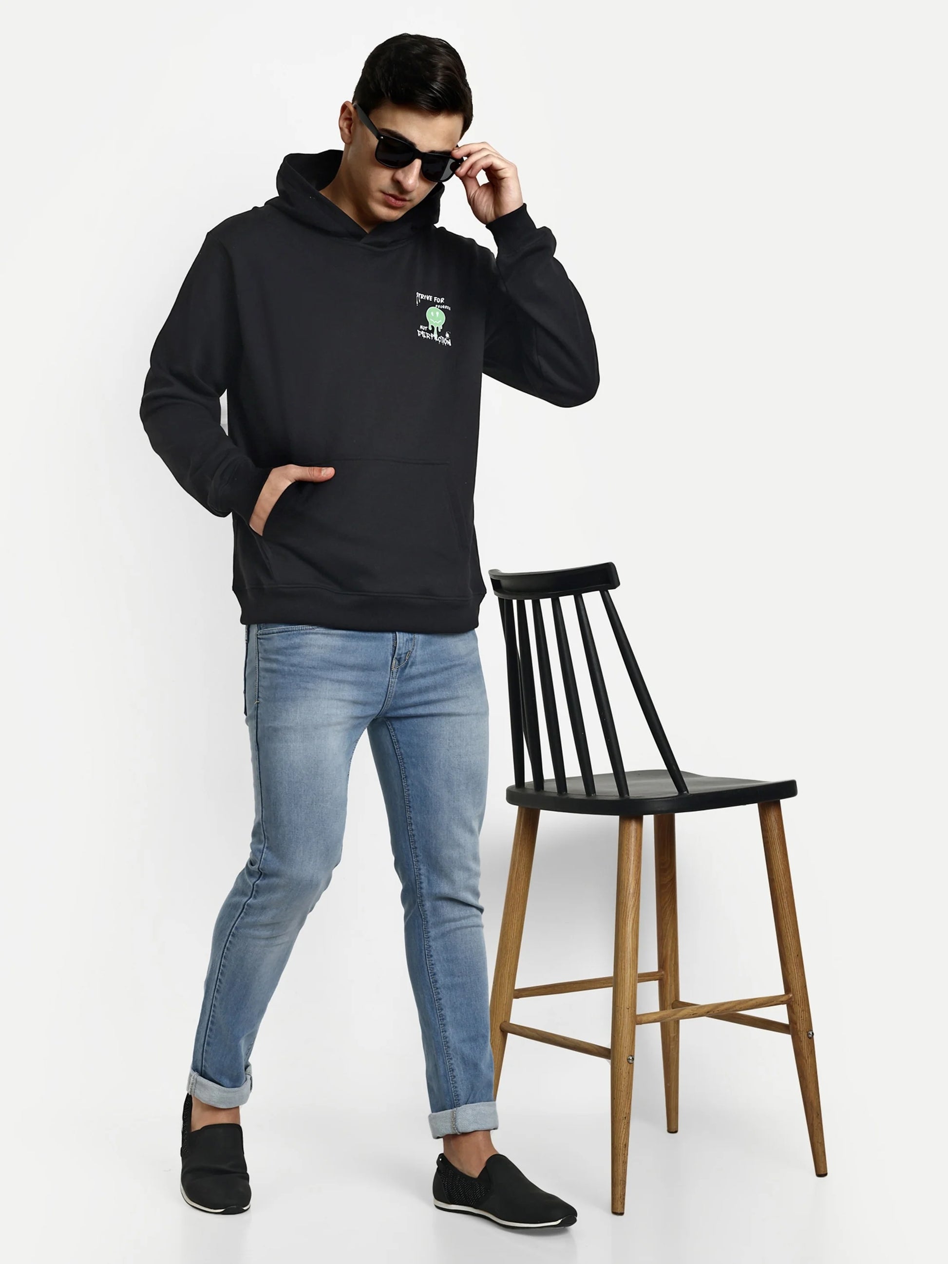 Men Printed Hoodie Black - Reprise