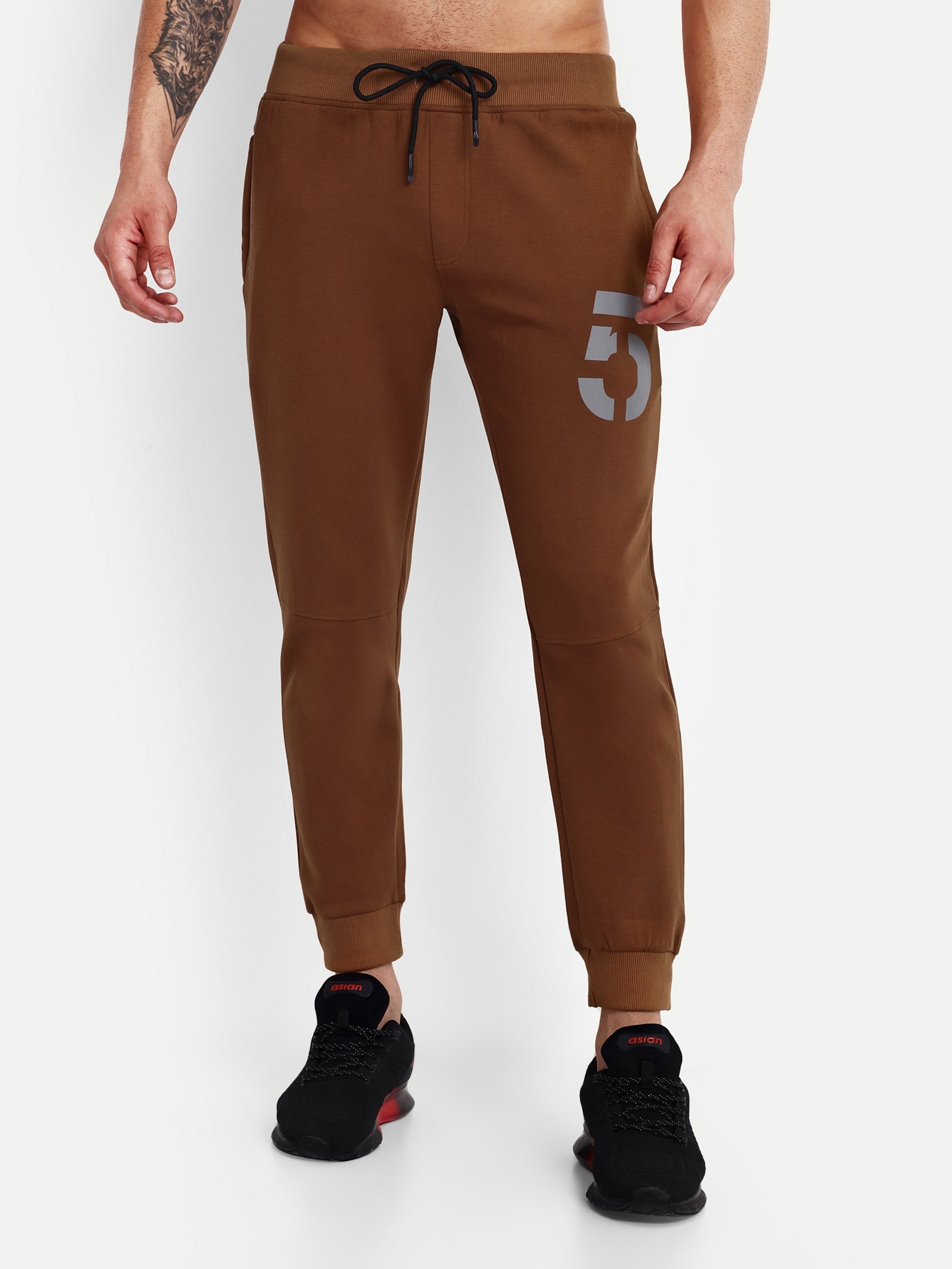 Men's Brown Cotton Casual Joggers - Reprise
