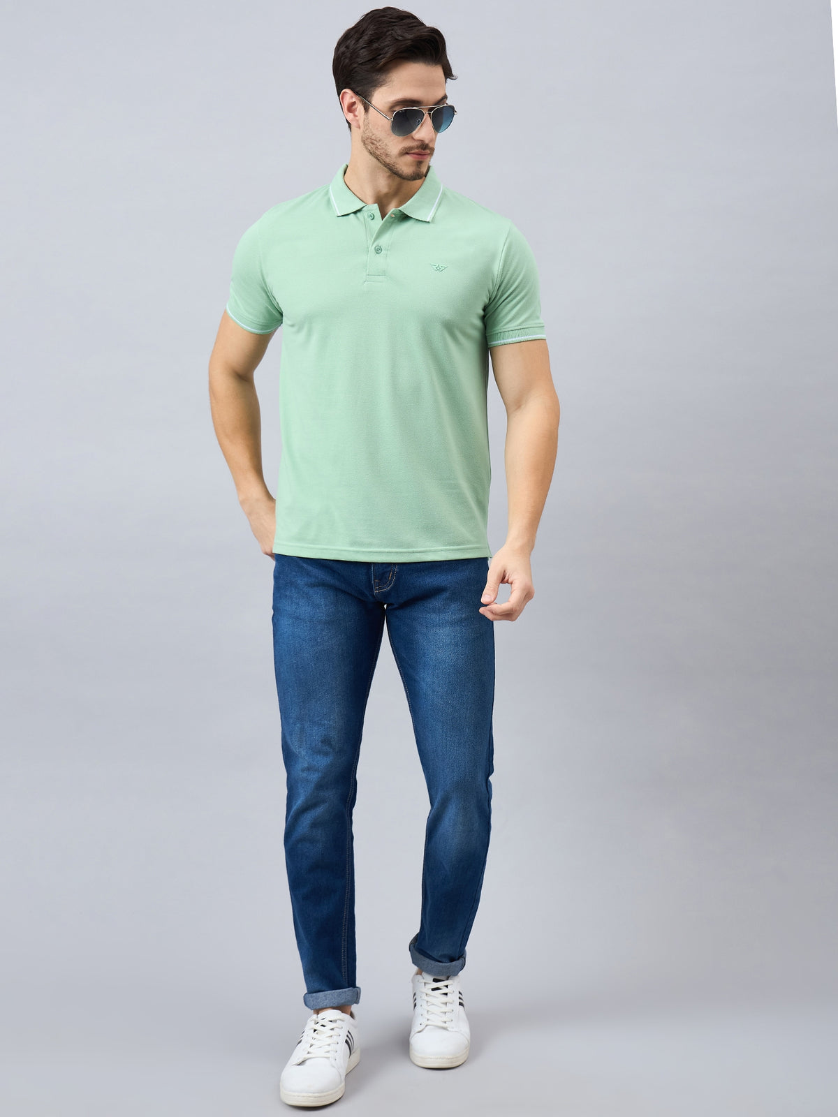 Men's Green Cotton Polos - Reprise