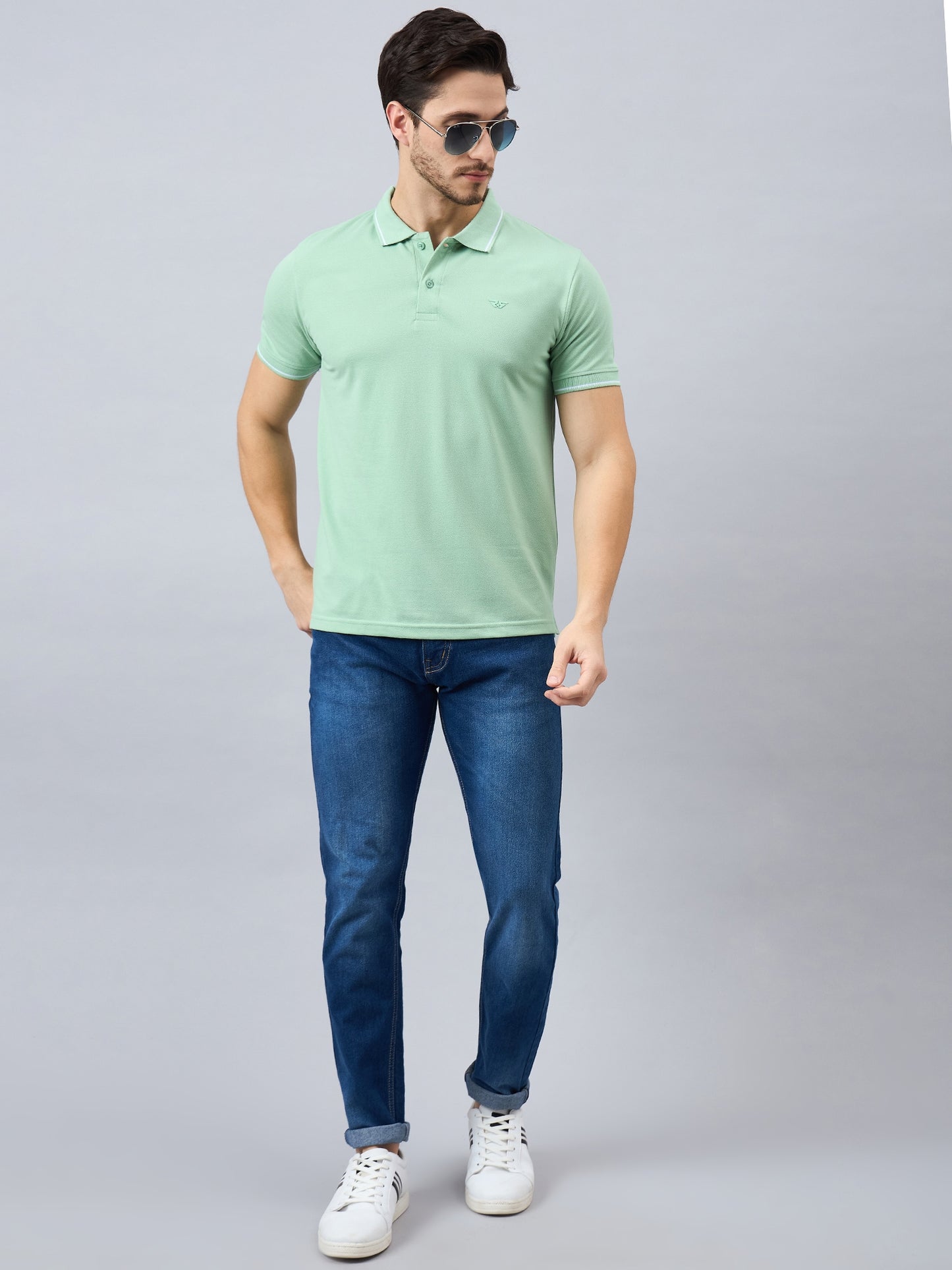 Men's Green Cotton Polos - Reprise