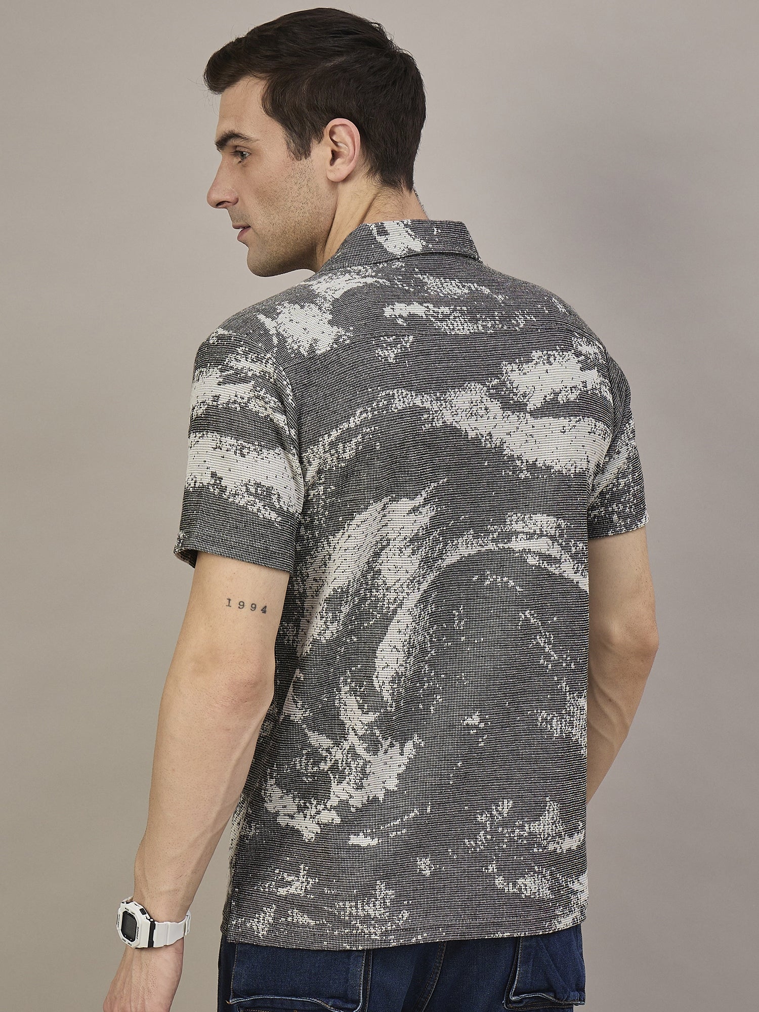 Men Striped  Shirt Black