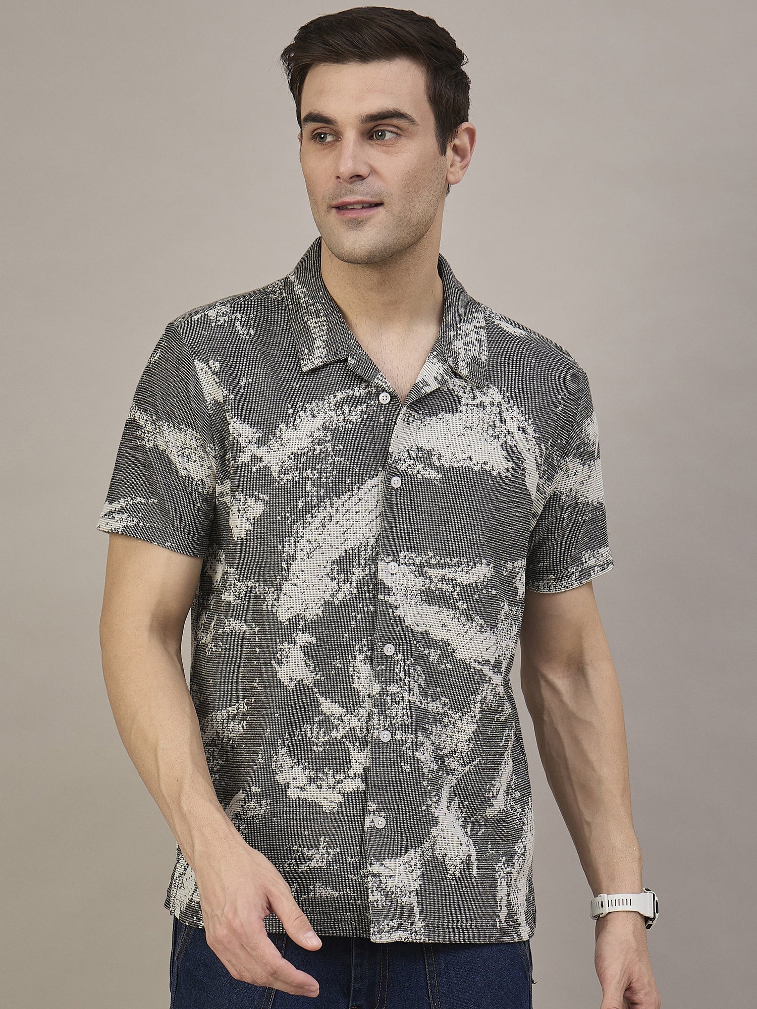 Men Striped  Shirt Black
