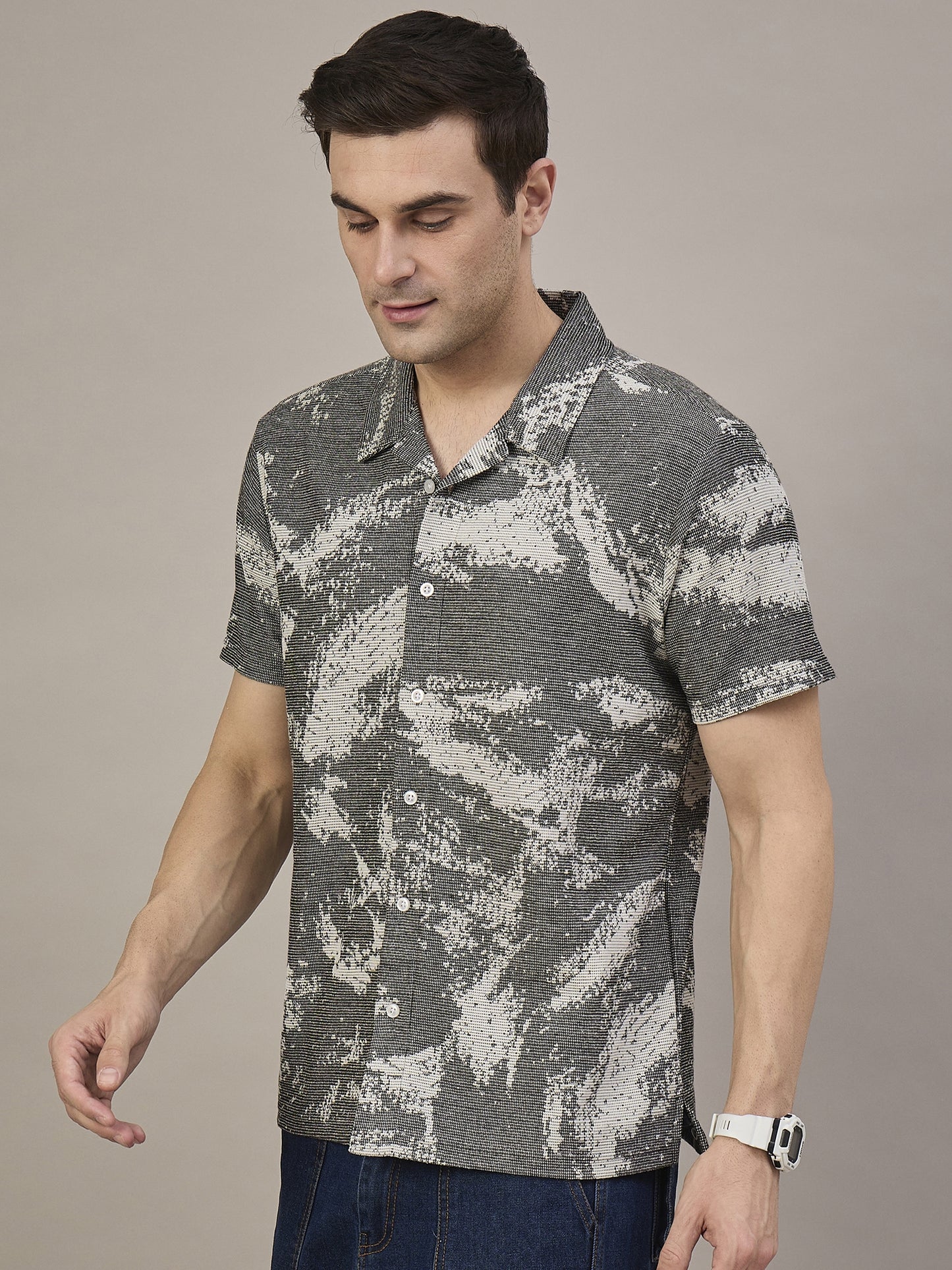 Men Striped Shirt Black