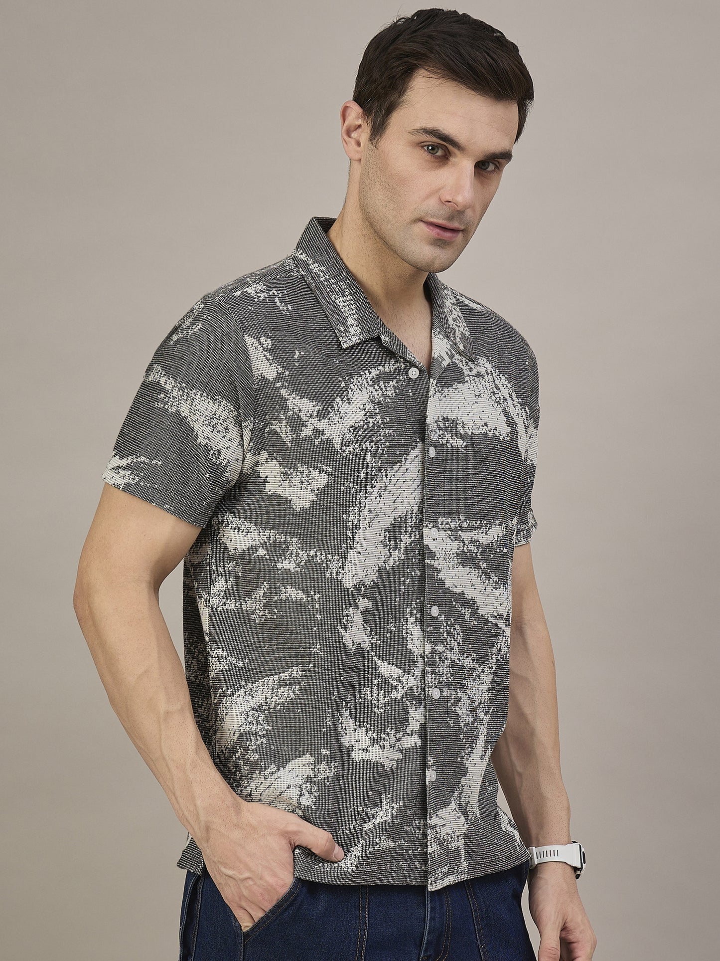 Men Striped Shirt Black