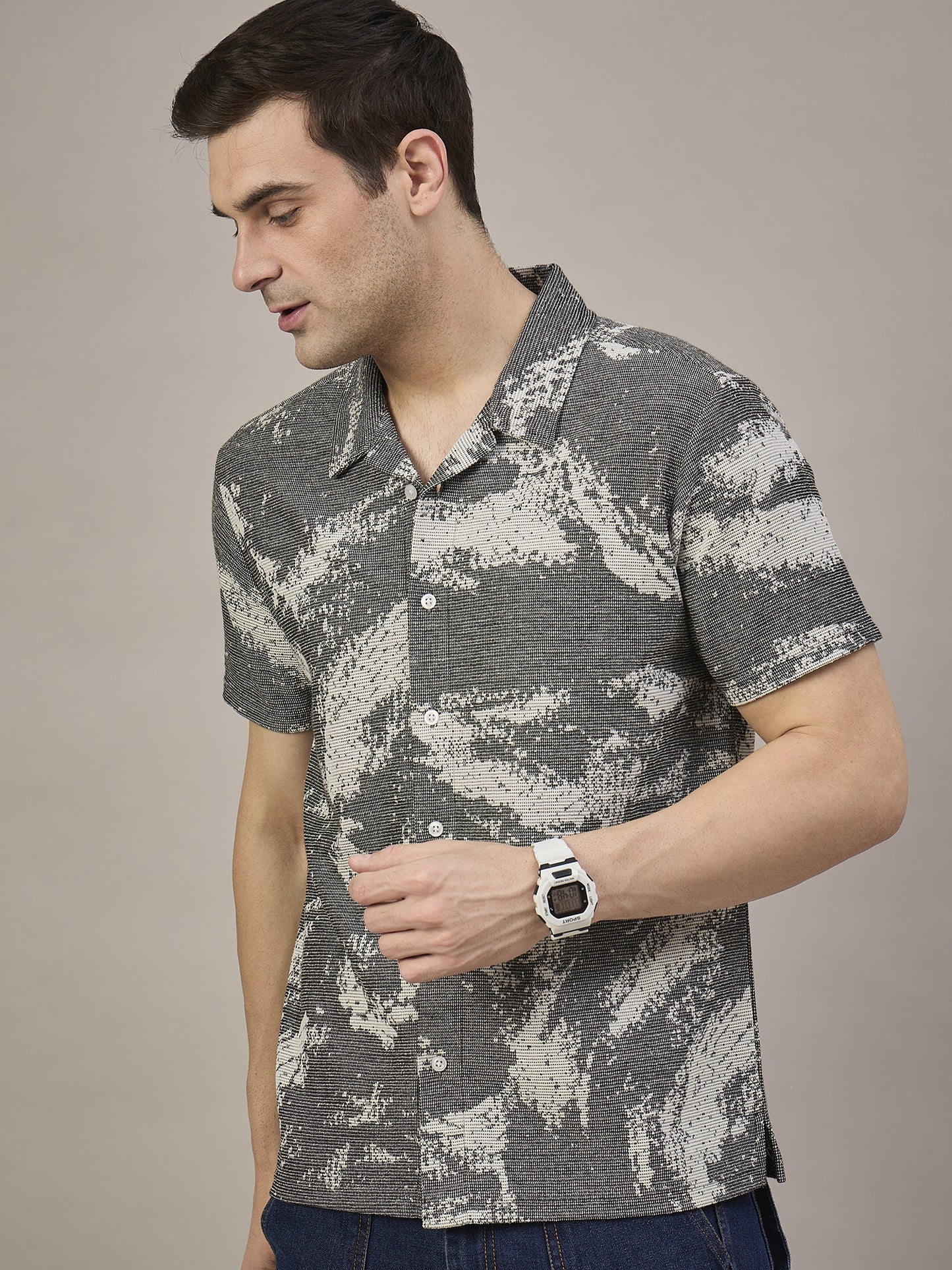 Men Striped Shirt Black
