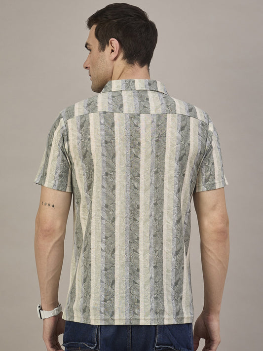 Men Striped Shirt Sea Green and Light Blue