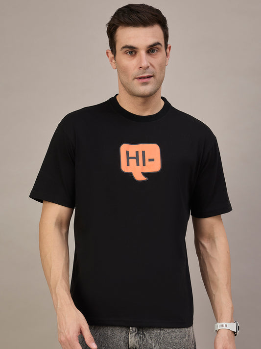 Men Oversized Round Neck Drop Shoulder T-shirt Black