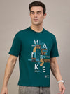 Men Oversized Round Neck Drop Shoulder T-shirt Teal
