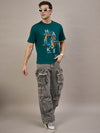 Men Oversized Round Neck Drop Shoulder T-shirt Teal