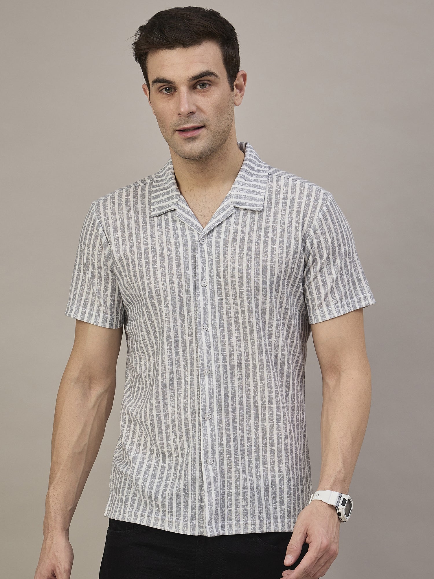 Men Striped  Shirt Light Blue & White