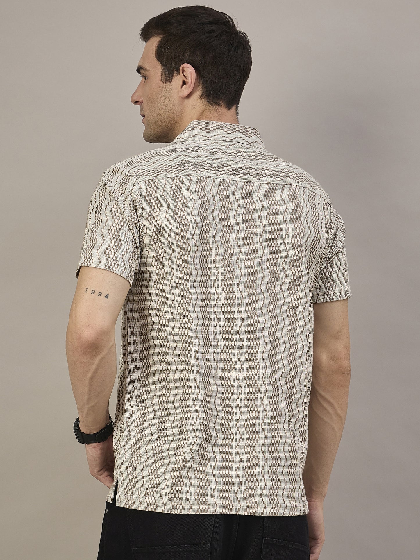Men Striped Shirt Brown & Beige